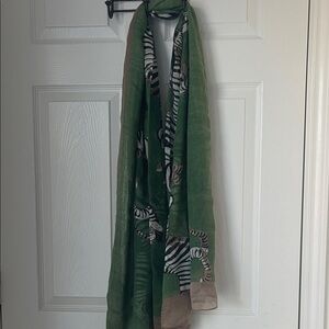 Green and Brown Zebra Print Scarf